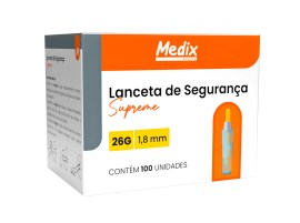 Lanceta De Segurança Supreme Amarelo - 26G - 1.8 Mm - 100 Unid - Medix